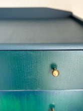 Load image into Gallery viewer, Vintage Lebus Chest of Drawers | Hand Painted in Deep Blue, Dark Teal &amp; Forest Green | Upcycled British Furniture
