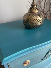 Load image into Gallery viewer, Vintage chest of drawers, hand painted turquoise, blue &amp; teal
