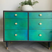 Load image into Gallery viewer, Mid-century low chest of drawers, dresser, green

