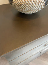 Load image into Gallery viewer, Mid Century Hand Painted Cabinet | Vintage Sideboard | Earthy Tones Bronze Finish | Retro Furniture
