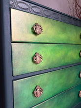 Load image into Gallery viewer, Vintage Lebus chest of drawers, hand painted green blends
