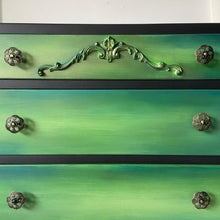 Load image into Gallery viewer, Mid century chest of drawers, black &amp; green
