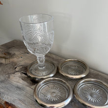 Load image into Gallery viewer, Vintage Italian Silver-Plated &amp; Glass Coasters, Retro, Set of 4
