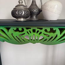 Load image into Gallery viewer, Hand Painted Vintage Console Table – Deep Green &amp; Gold
