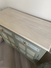 Load image into Gallery viewer, Vintage cabinet with carved drawers, green
