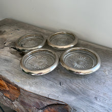 Load image into Gallery viewer, Vintage Italian Silver-Plated &amp; Glass Coasters, Retro, Set of 4
