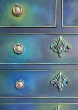 Load image into Gallery viewer, Vintage Chest Of Drawers Hand Painted With Boho Blends, Teal, Blue &amp; Green

