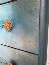 Load image into Gallery viewer, Vintage Stag chest of drawers, hand painted teal
