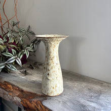 Load image into Gallery viewer, Vintage Studio Pottery Speckled Stoneware Trumpet Vase 18cm
