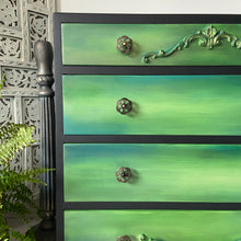 Load image into Gallery viewer, Mid century chest of drawers, black &amp; green
