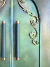 Load image into Gallery viewer, Compact Oak Wardrobe, Hand Painted Green, Vintage
