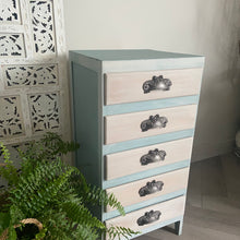 Load image into Gallery viewer, Mid-century bedside drawers, hand painted
