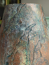 Load image into Gallery viewer, Hand Painted Earthenware Vase with Textured Patina | Rustic Modern Ceramic Vessel | One of a Kind Home Decor

