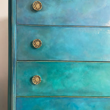 Load image into Gallery viewer, Mid century tall chest of drawers, hand painted
