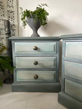 Load image into Gallery viewer, Pine bedside drawers, pair, painted green
