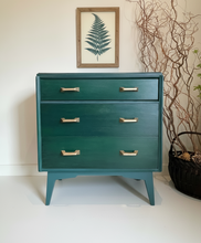 Load image into Gallery viewer, Mid Century G Plan Chest of Drawers, Hand Painted Teal
