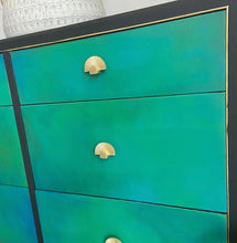 Load image into Gallery viewer, Mid-century low chest of drawers, dresser, green
