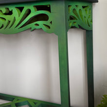 Load image into Gallery viewer, Hand Painted Vintage Console Table – Deep Green &amp; Gold
