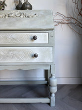 Load image into Gallery viewer, Vintage Oak Bureau, Sage Green Hand Painted Desk, Limewash Effect
