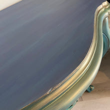 Load image into Gallery viewer, Ornate curved console table, blue, turquoise
