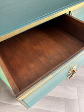 Load image into Gallery viewer, Vintage Hand Painted Chest of Drawers | 1930s Antique Dresser | Upcycled Teal Green Statement Furniture
