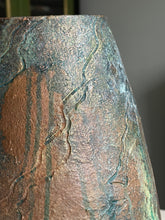Load image into Gallery viewer, Hand Painted Earthenware Vase with Textured Patina | Rustic Modern Ceramic Vessel | One of a Kind Home Decor
