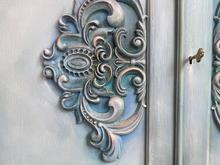 Load image into Gallery viewer, Hand Painted Solid Oak Cabinet | TV Unit, Drinks Cabinet or Storage Sideboard | Vintage Coastal Boho Furniture
