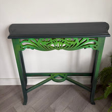 Load image into Gallery viewer, Hand Painted Vintage Console Table – Deep Green &amp; Gold
