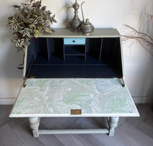 Load image into Gallery viewer, Vintage Oak Bureau, Sage Green Hand Painted Desk, Limewash Effect
