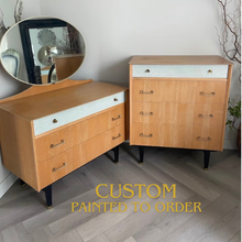 Load image into Gallery viewer, Mid-century bedroom furniture, available to be refinished in your choice
