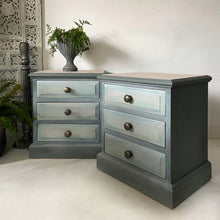 Load image into Gallery viewer, Pine bedside drawers, pair, painted green
