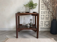 Load image into Gallery viewer, Vintage Oak Folding Butler’s Tray Table with Two Removable Serving Trays | c. 1930s–1940s
