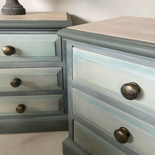 Load image into Gallery viewer, Pine bedside drawers, pair, painted green
