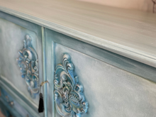 Load image into Gallery viewer, Hand Painted Solid Oak Cabinet | TV Unit, Drinks Cabinet or Storage Sideboard | Vintage Coastal Boho Furniture
