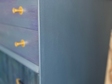 Load image into Gallery viewer, Vintage Limelight Chest of Drawers – Hand-Finished in Custom Blue Teal | Restored Mid-Century Storage | Gold Accents | Unique Bedroom Furniture
