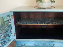Load image into Gallery viewer, Hand Painted Solid Oak Cabinet | TV Unit, Drinks Cabinet or Storage Sideboard | Vintage Coastal Boho Furniture
