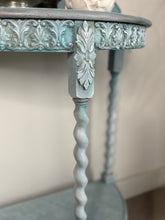 Load image into Gallery viewer, Hand Painted Blue Console Table |Oak Shabby Chic Hall Table
