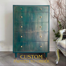 Load image into Gallery viewer, Mid-century tall chest of drawers green
