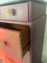Load image into Gallery viewer, Vintage Stag Chest of Drawers Hand Painted Boho Blends, Orange &amp; Red

