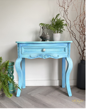 Load image into Gallery viewer, Turquoise Blue Hand Painted Pine Console Table. Boho Style
