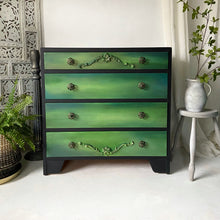 Load image into Gallery viewer, Mid century chest of drawers, black &amp; green
