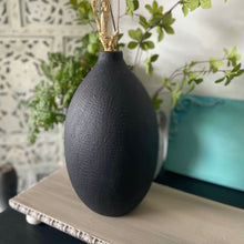 Load image into Gallery viewer, Vintage textured vase, hand painted black
