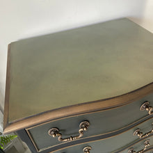 Load image into Gallery viewer, Small vintage chest of drawers, black green and bronze
