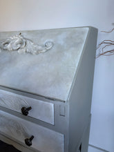 Load image into Gallery viewer, Vintage Oak Bureau, Sage Green Hand Painted Desk, Limewash Effect
