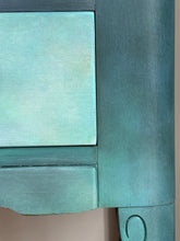 Load image into Gallery viewer, Vintage hand painted chest of drawers, teal &amp; blue
