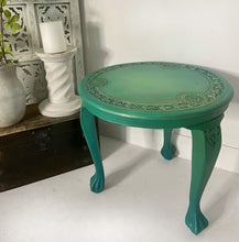 Load image into Gallery viewer, Carved side table, Indian style, painted green
