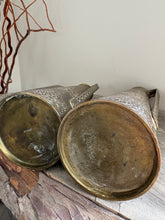 Load image into Gallery viewer, Vintage Kinco Brass Vases, Persian Style, Engraved Double-Handled Pair (23cm)
