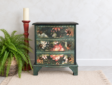 Load image into Gallery viewer, Hand Painted Vintage Bedside Table | Small Floral Chest of Drawers | Unique Occasional Table

