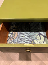 Load image into Gallery viewer, Vintage Mahogany Chest of Drawers, Hand Painted Green and Blue, Unique Statement Furniture, Colourful Upcycled Storage
