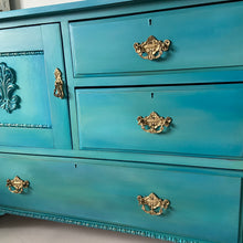 Load image into Gallery viewer, Vintage cabinet, small sideboard, painted turquoise blends
